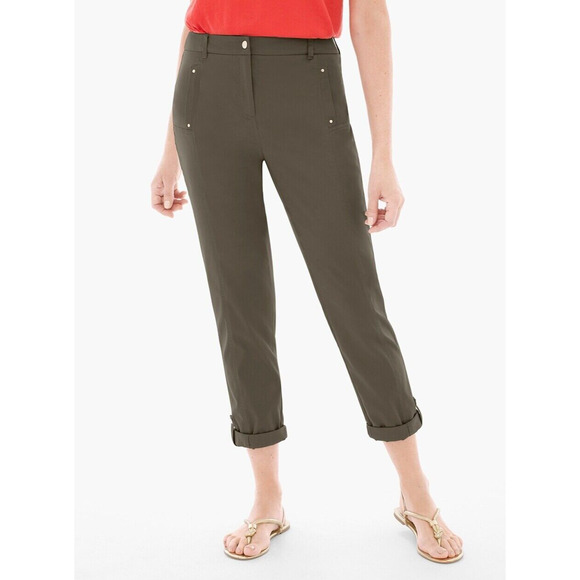 Ankle Green Luxe Utility Convertible Roll-Up Tab Casual Ankle Pants Woman Sz 1 M - Picture 1 of 6